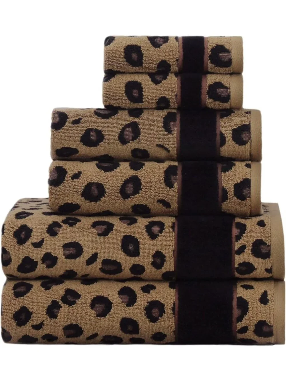 6-Piece Animal Print Safari Towel Set - Soft 100% Cotton Bath Towels